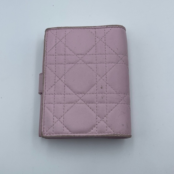 Christian Dior Pink Cannage Quilted lambskin leather lady patches wallet w/zip - Picture 13 of 15